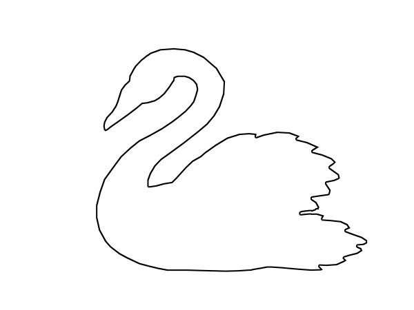 Шаблон лебедя из бумаги. Лебедь контур. Трафарет лебедя для аппликации. Контур лебедя для аппликации. Лебедь контур поделка.